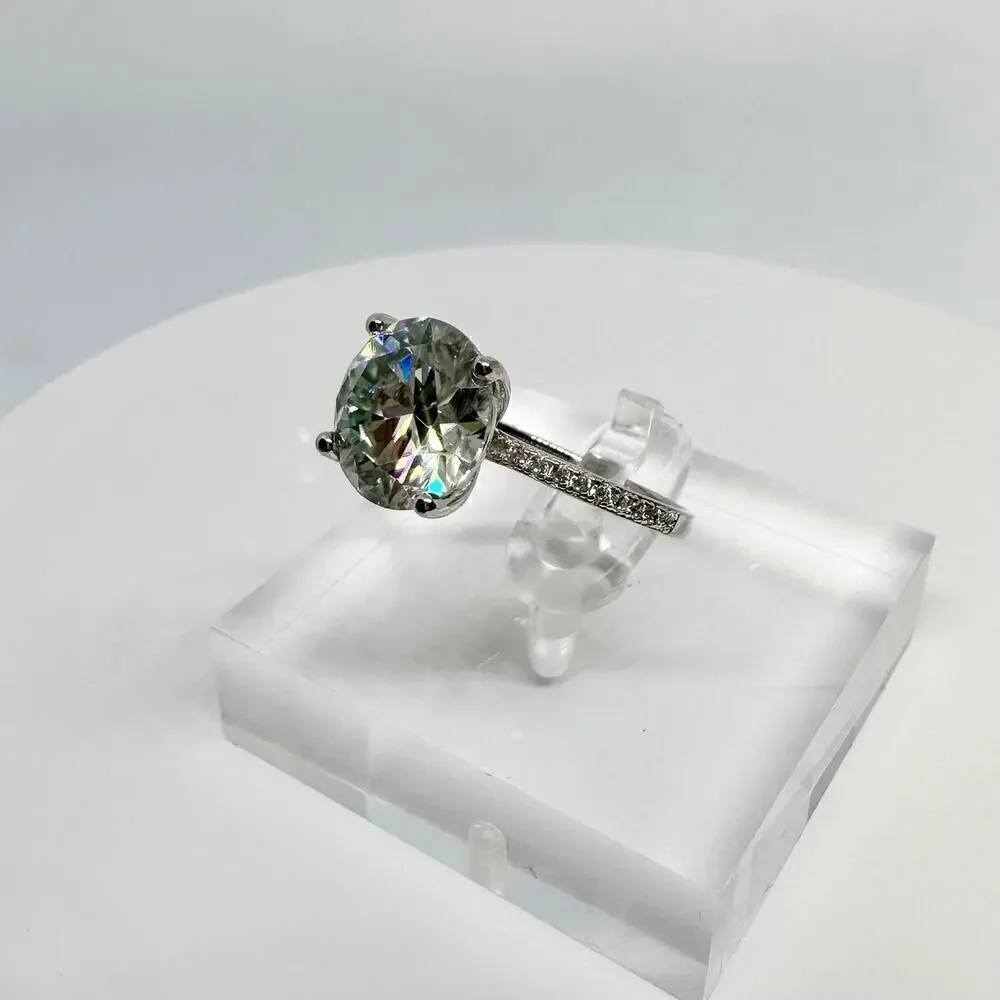 Moissanite Diamond Ring 3 Ct Engagement Wedding Round Cut Solitaire GRA Size 8